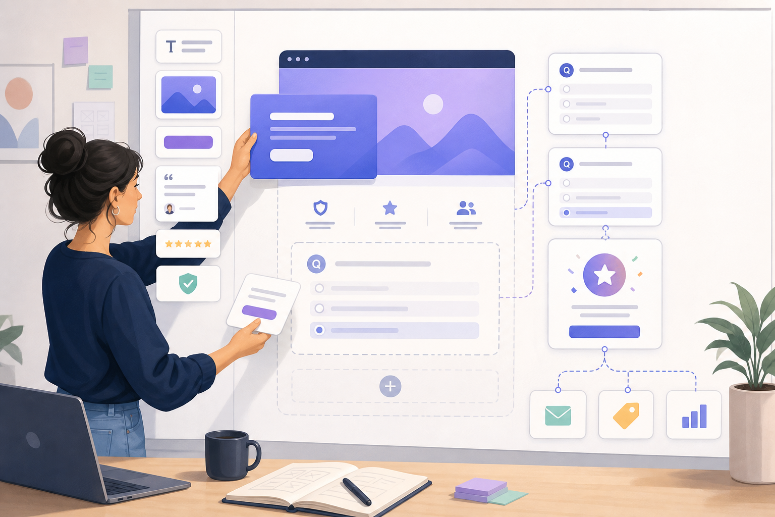 How do you design a quiz funnel landing page step by step?